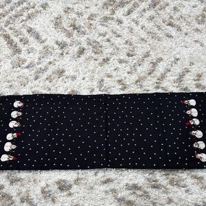 Snowman Pattern Black Scarf